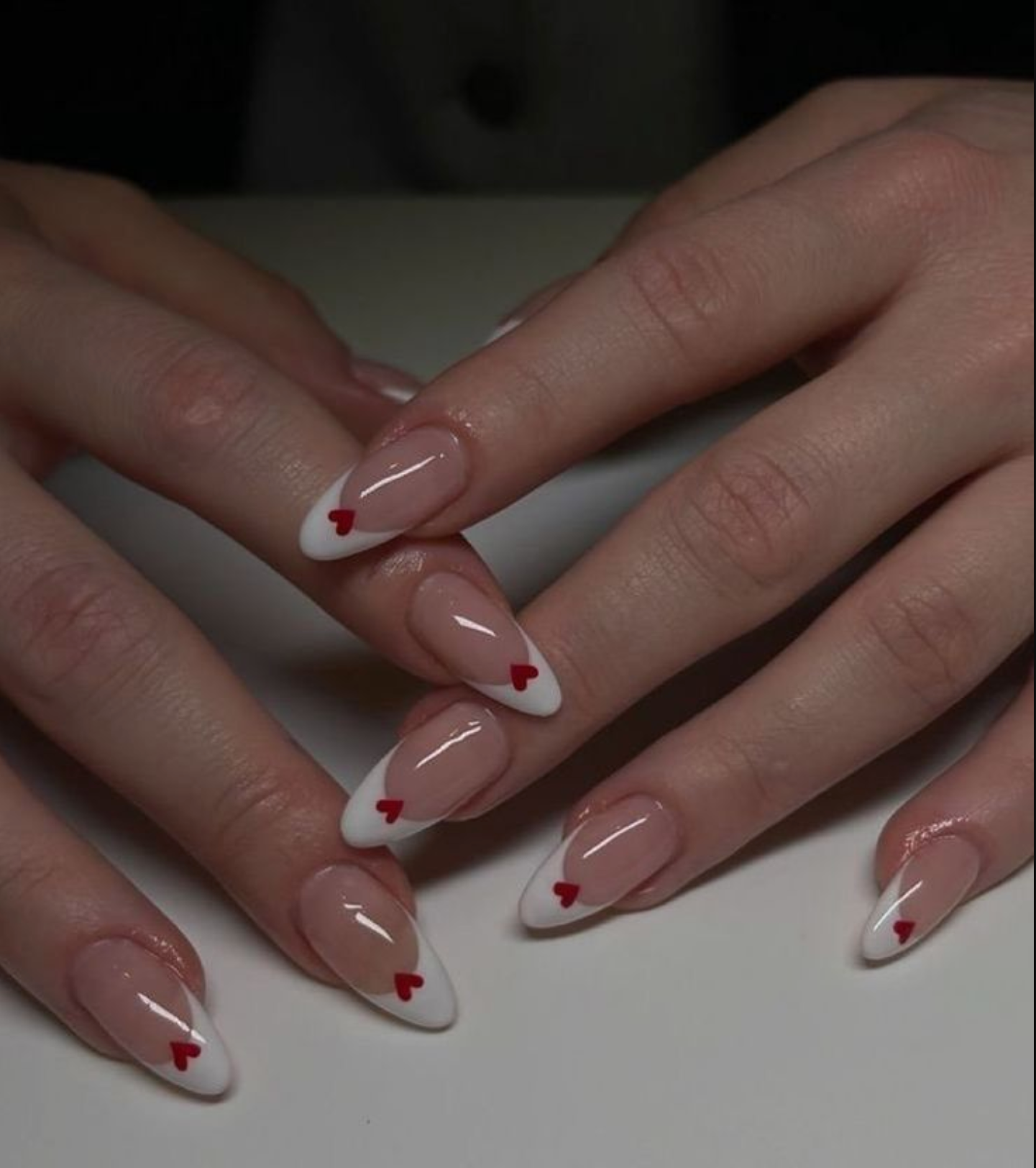 White French With Red Hearts