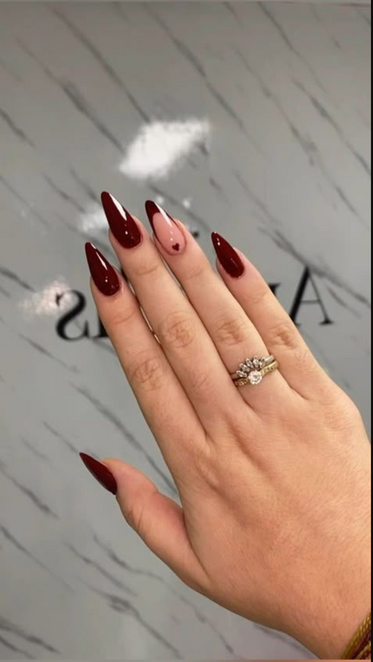 Wine Nails With French